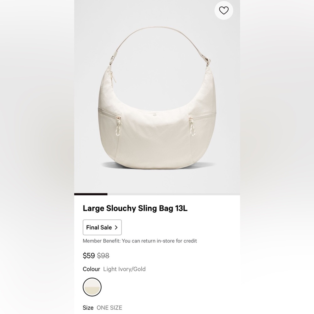 Lululemon Large Slouchy Sling Bag 13L- Riverside color (not available anymore) - Picture 11 of 12